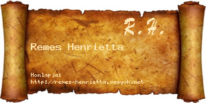 Remes Henrietta névjegykártya